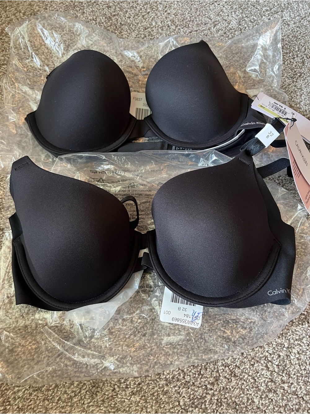 Calvin Klein Black T-Shirt Bras Set of 2
